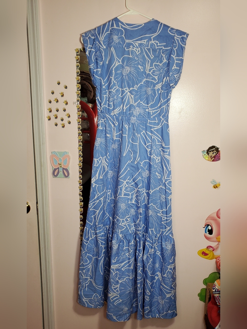 Steve Madden Amanda Dress Floral Print Cap Sleeve Twist Front Maxi Blue Size XS - Picture 2 of 6